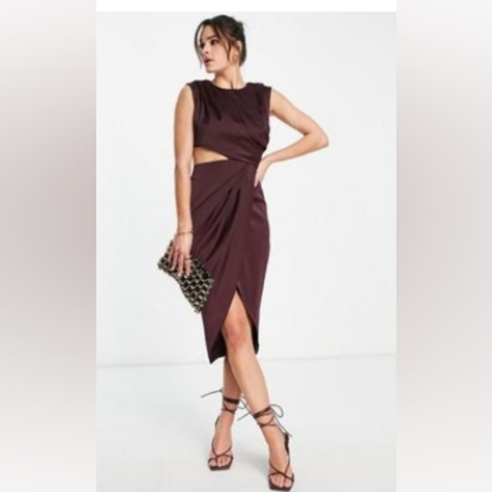 ASOS Design size 6 drape detail midi dress with cutout